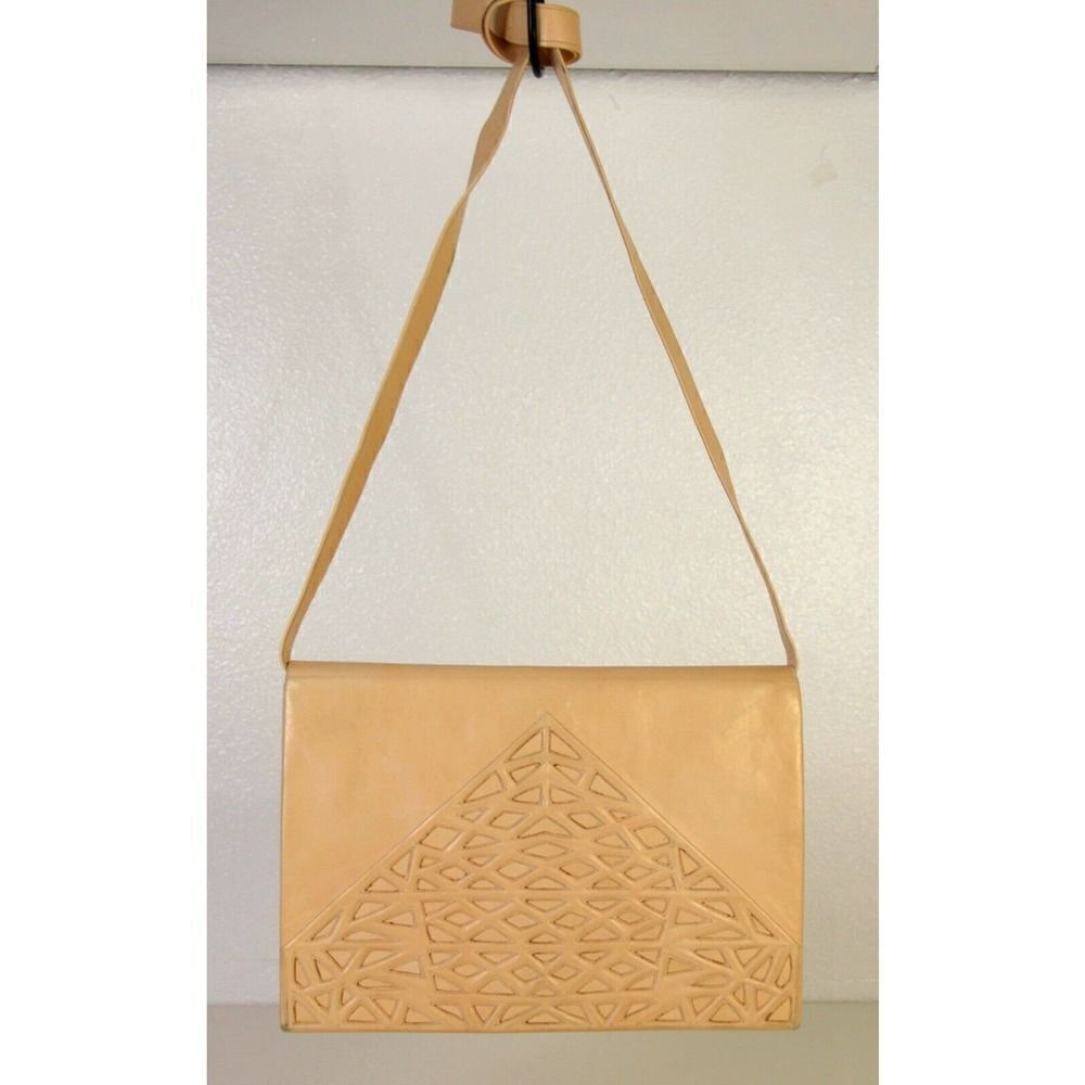 VTG ANDREA PFISTER ITALY CREAM BLUSH GENUINE LEATHER SHOULDER BAG XBODY PURSE - Picture 5 of 12